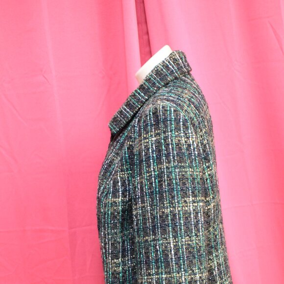 #565B Chico's Cool-Toned Plaid Dress Jacket Size 3 (16) - Picture 7 of 11